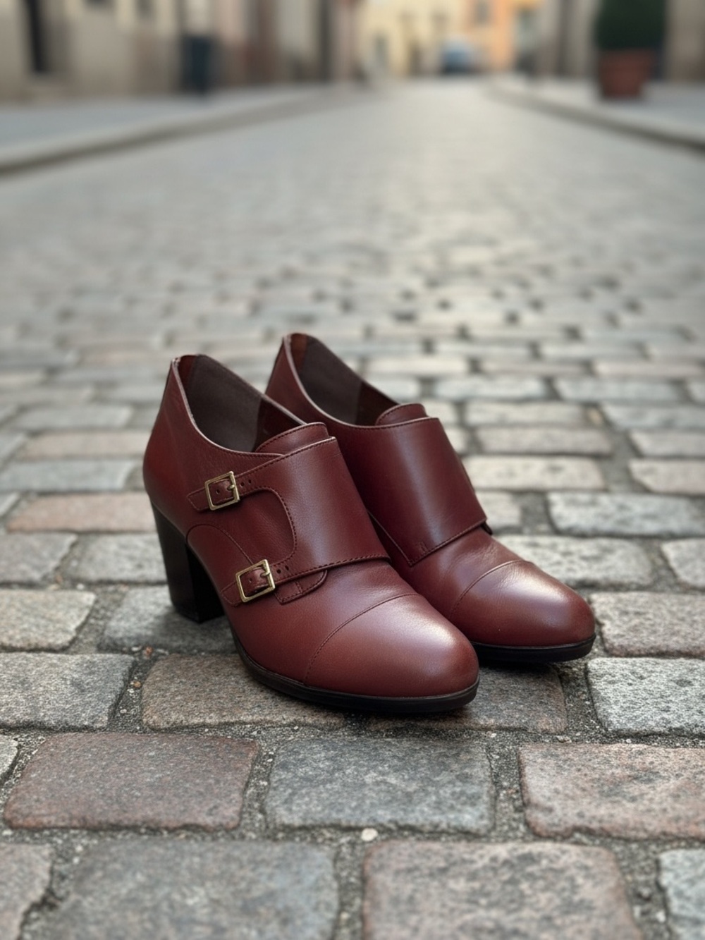 Bella Vita High Heeled Zippered Booties With Buckle.  Leather Sz 8W Cognac Boots